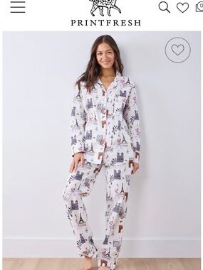 Printfresh White Paris Landmark Cotton Pajama Set